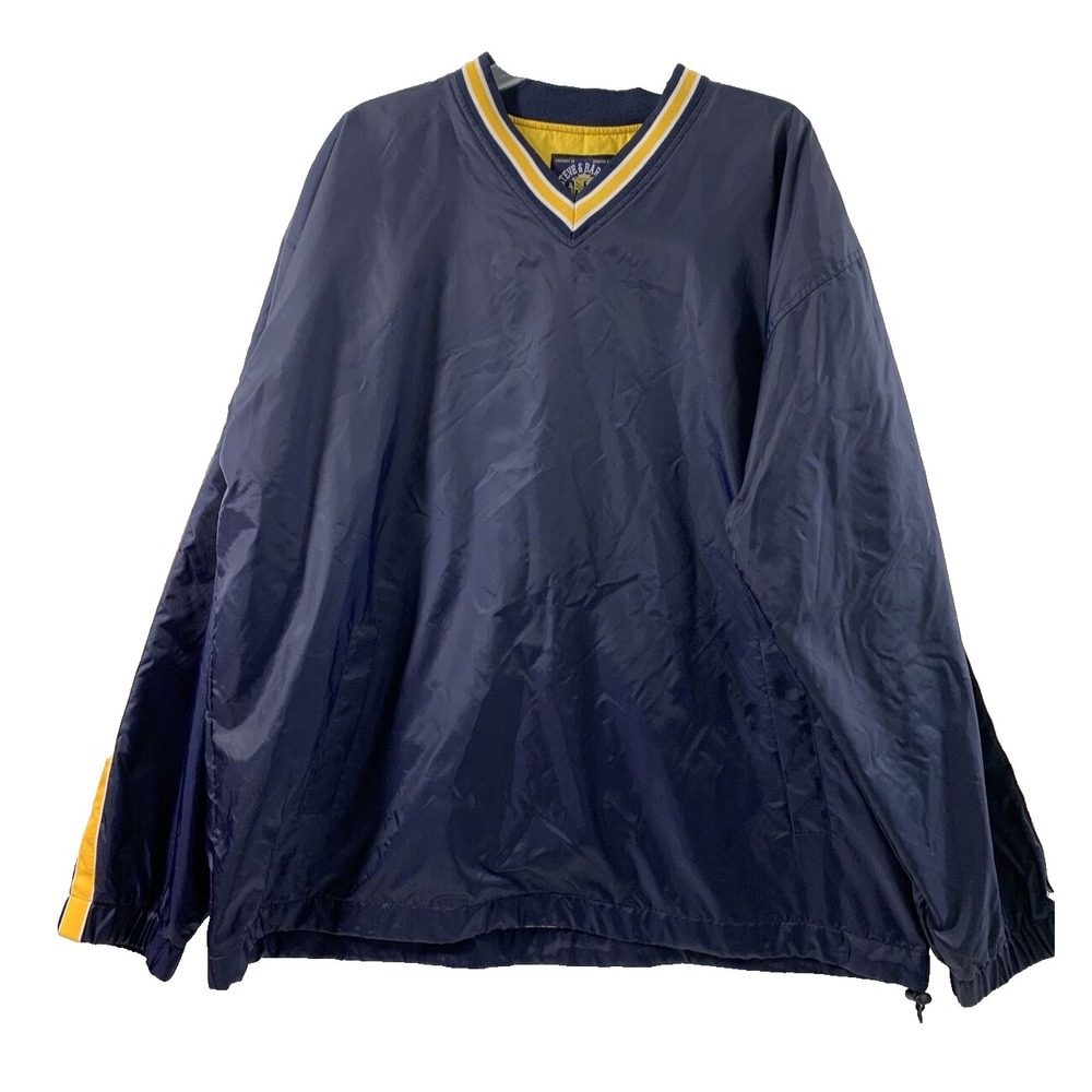 Steve & Barry's Jacket Mens Large Navy Blue V Neck‎ Water Resistant Windbreaker